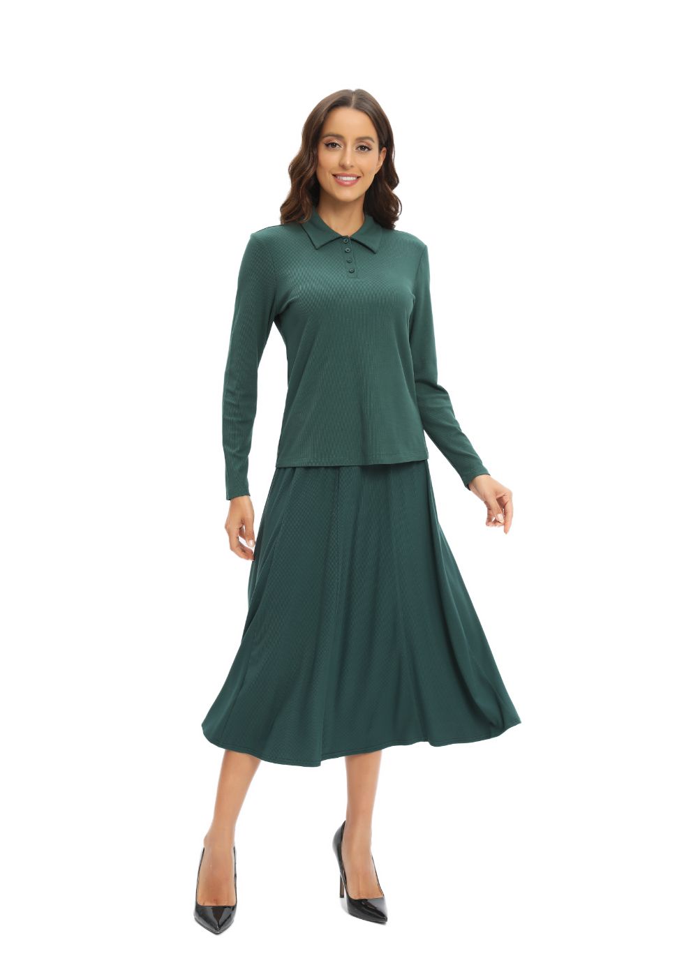 Laloupevintage Green Jersey Polo Shirt & Matching Skirt Set | Fresh, Comfortable & Coordinated